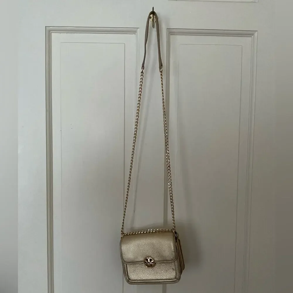 Tory Burch Chain Mini Shoulder Crossbody Bag Gold Hardware Leather